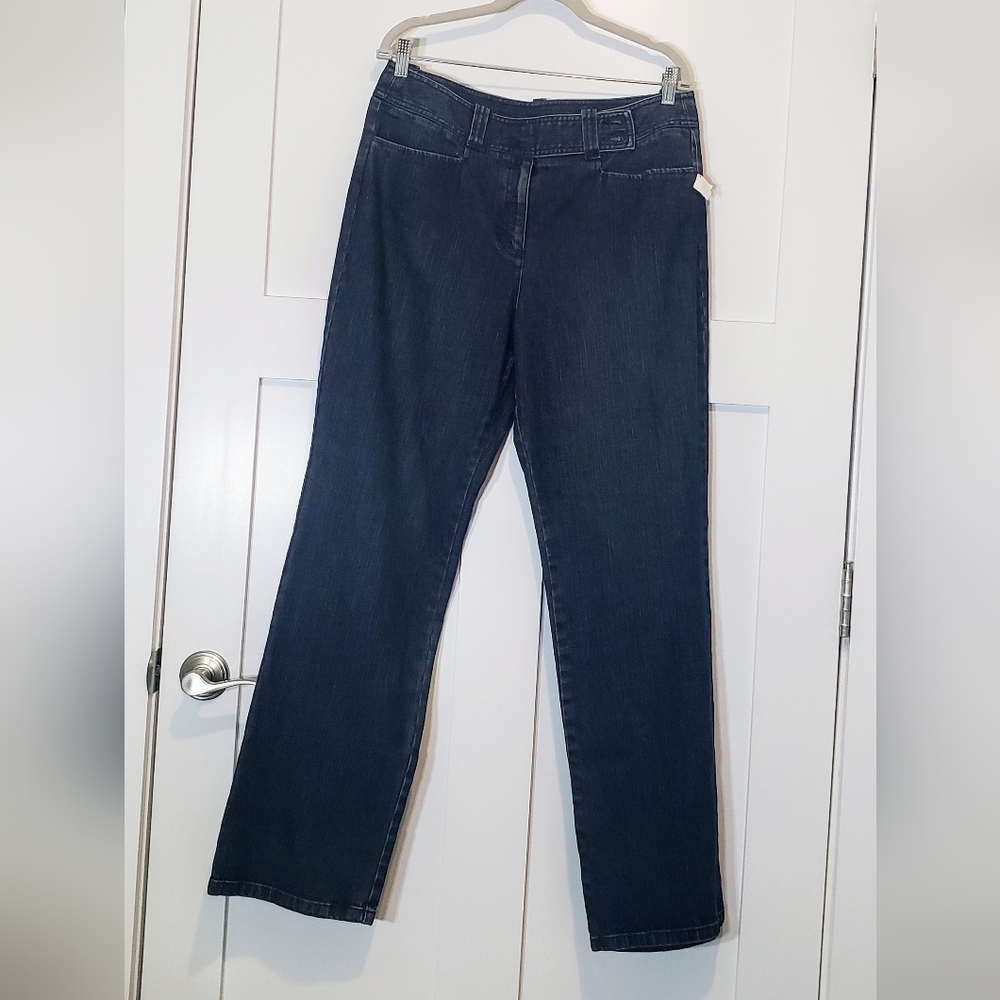 Talbots Vintage Stretch Hi Rise Straight Denim Blue Jeans Darkwash Size 14